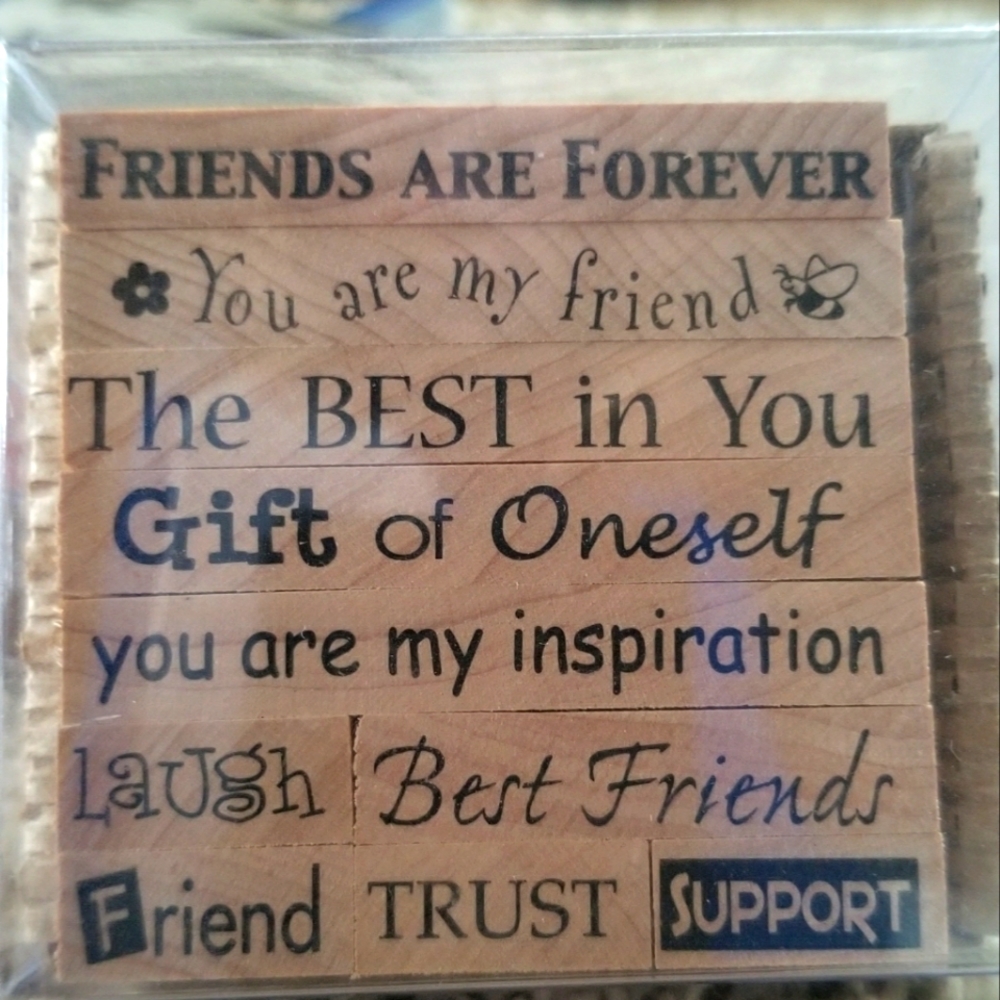 PSX Rubber Stamping wood 10pcBest FRIENDS Scrapbook Card sweet sentiments 2003